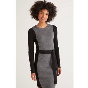 Boden Rosa Wool Cashmere Gray Black Ribbed Dress